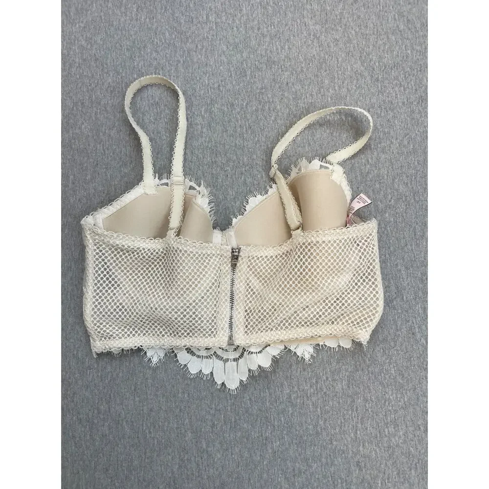 Victoria's Secret Bra Womens 34D Boho Floral Embroidery Dream Angels Lined Demi - Picture 2 of 6